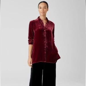 Eileen Fisher Velvet Burgundy Button Down Shirt